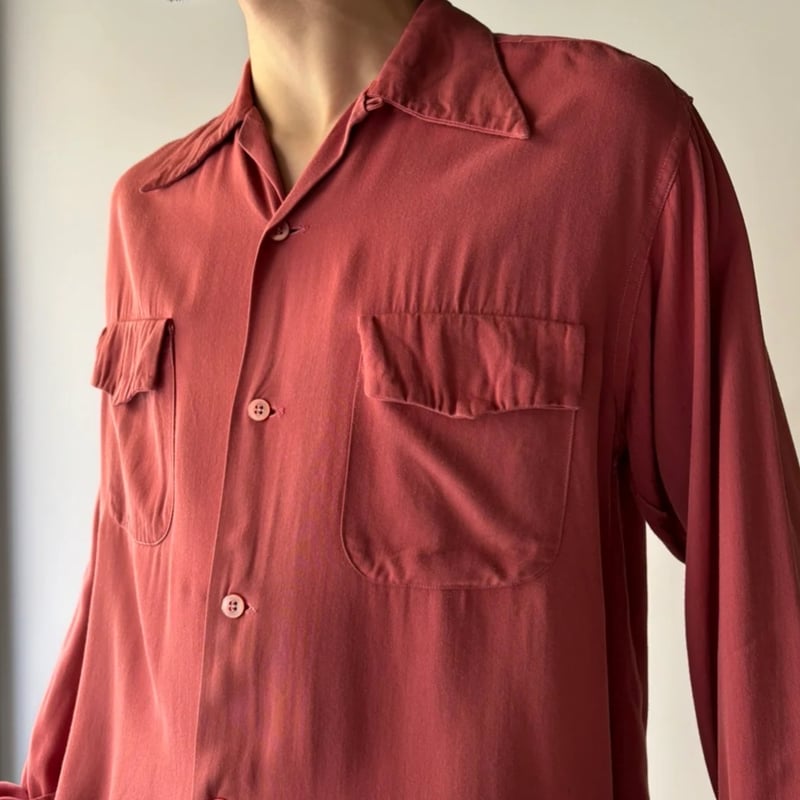 50s rayon gabardine shirt レーヨン 1950s-1960s Vintage Rayon Gabardine Shirt | ooooo/オーズ