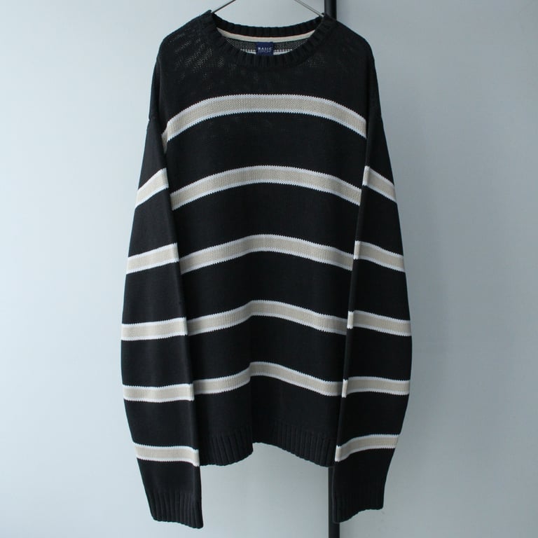 00s Cotton stripe pattern knit sweater