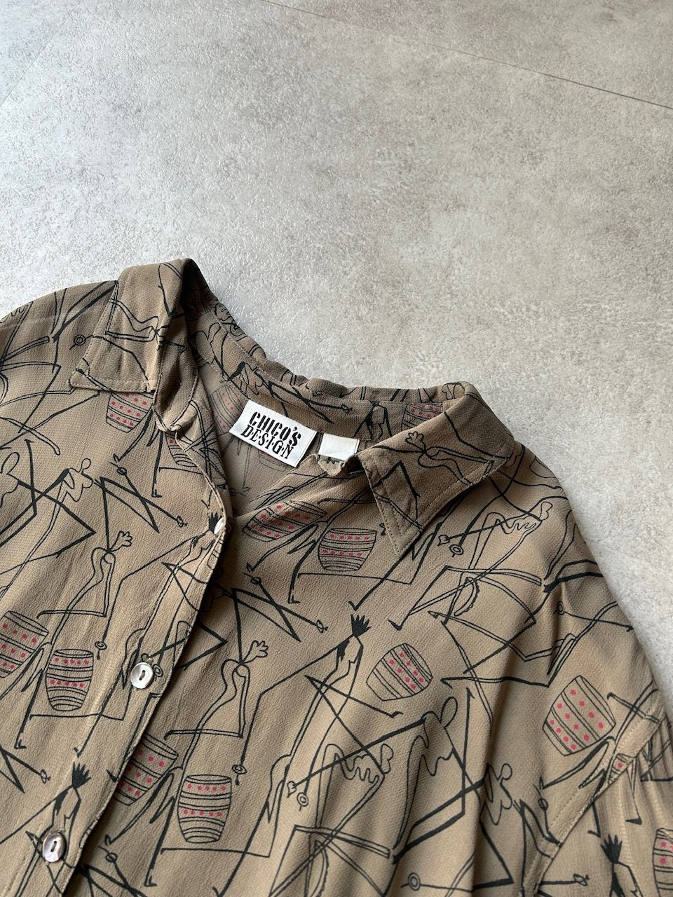 90s CHICO’S Design リネンレーヨン　ミリタリーシャツジャケット 1990's 