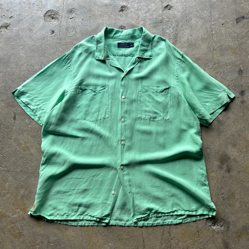 00s polo ralph lauren open collar linen shirt |