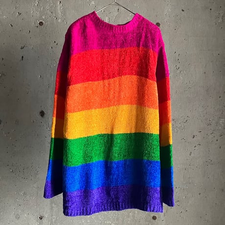 multicolored  border pattern Acryl knit