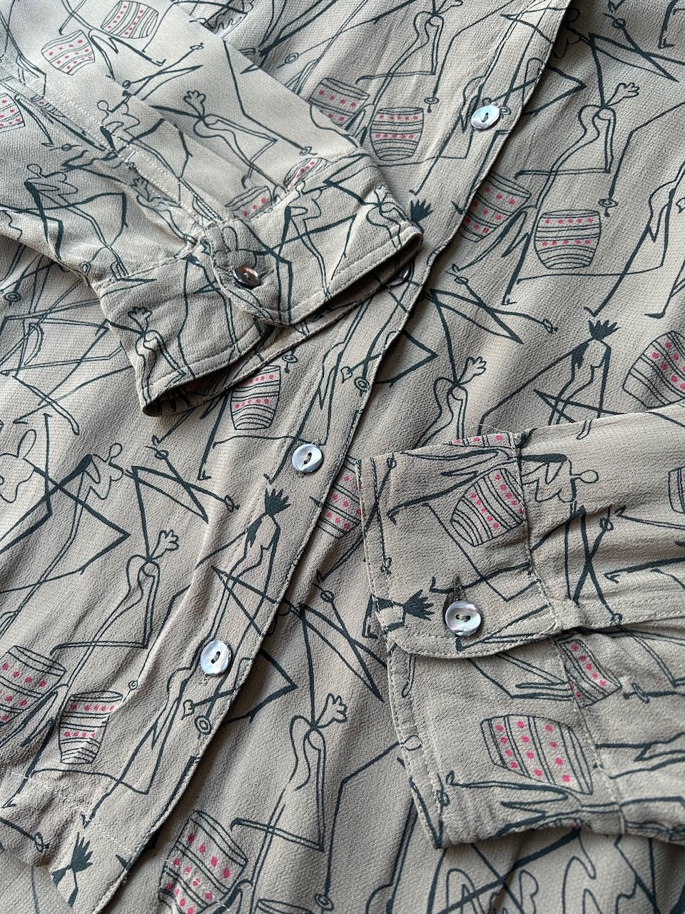 90s CHICO'S DESIGN all pattern rayon shirt | su