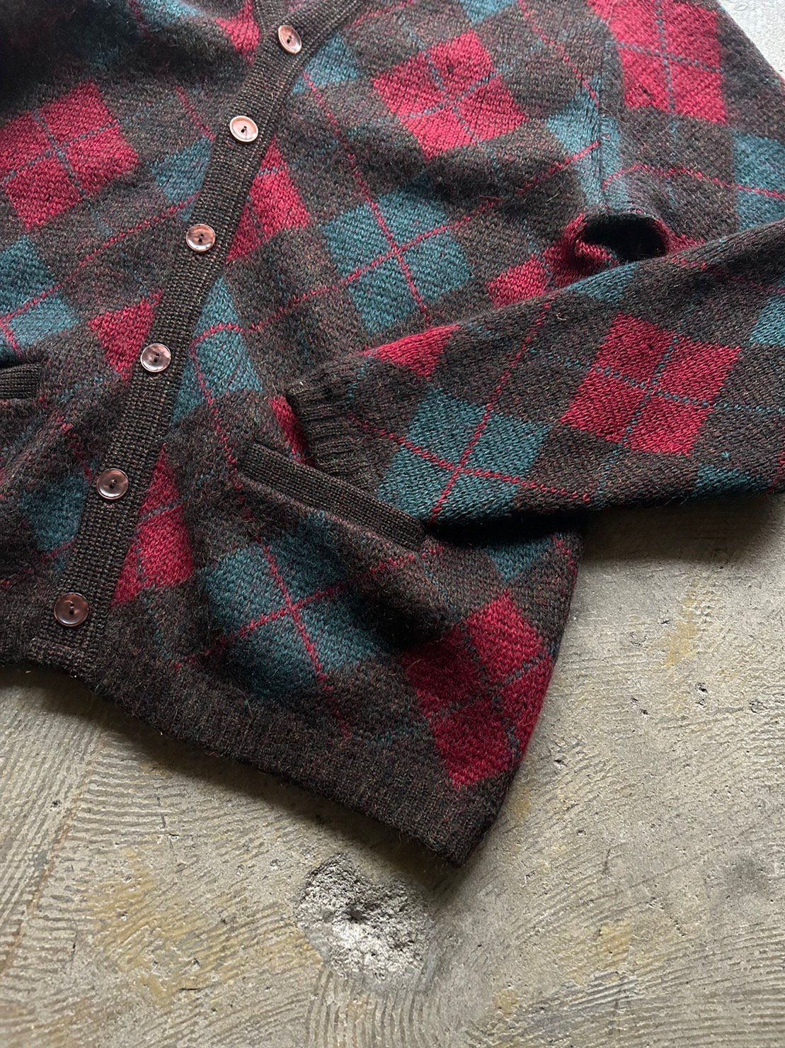 60's Jantzen argyle pattern mohair knit cardiga