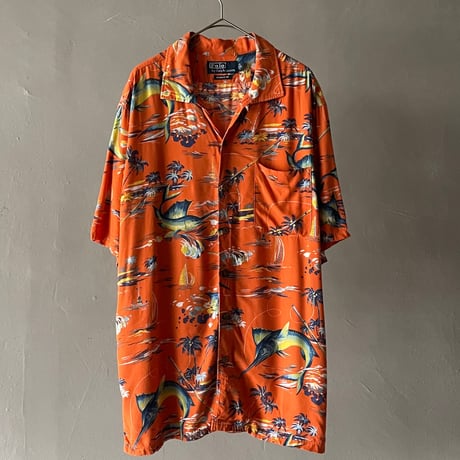Ralph lauren open collar rayon hawaiian shirt