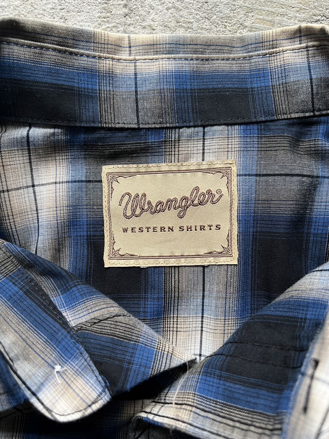 90s Wrangler ombre check print flannel western shirt