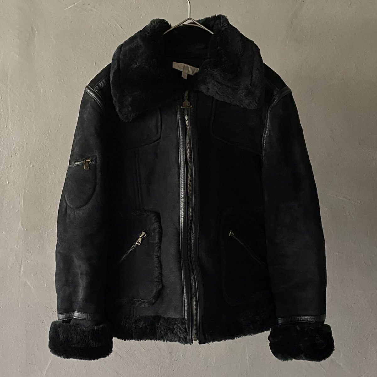 90s~ B-3 type suede leather×fur flight jacket |