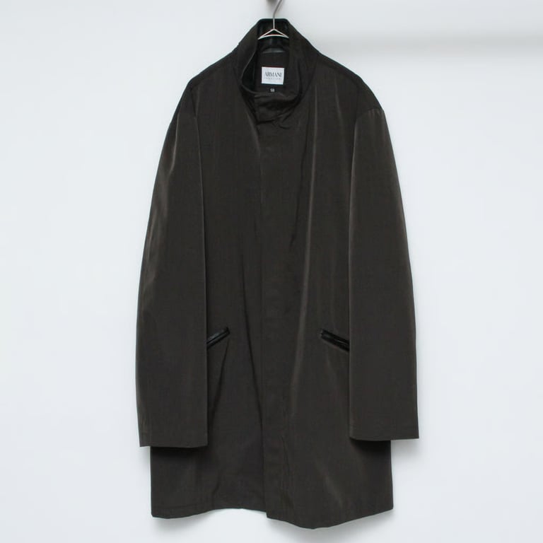 ARMANI COLLEZIONI leather switching design stand collar coat｜アルマーニ