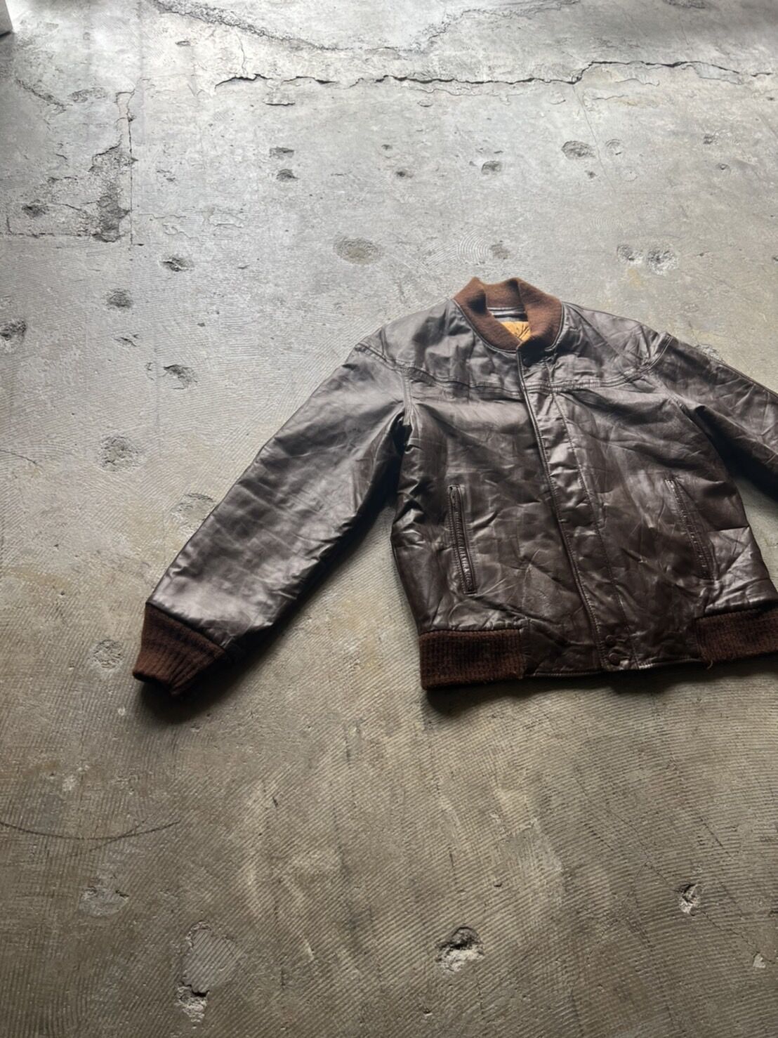 70s Catalina 肉厚レザー ダービージャケット ブラウン 44 70s〜 Catalina varsity leather jacket | sui & shara