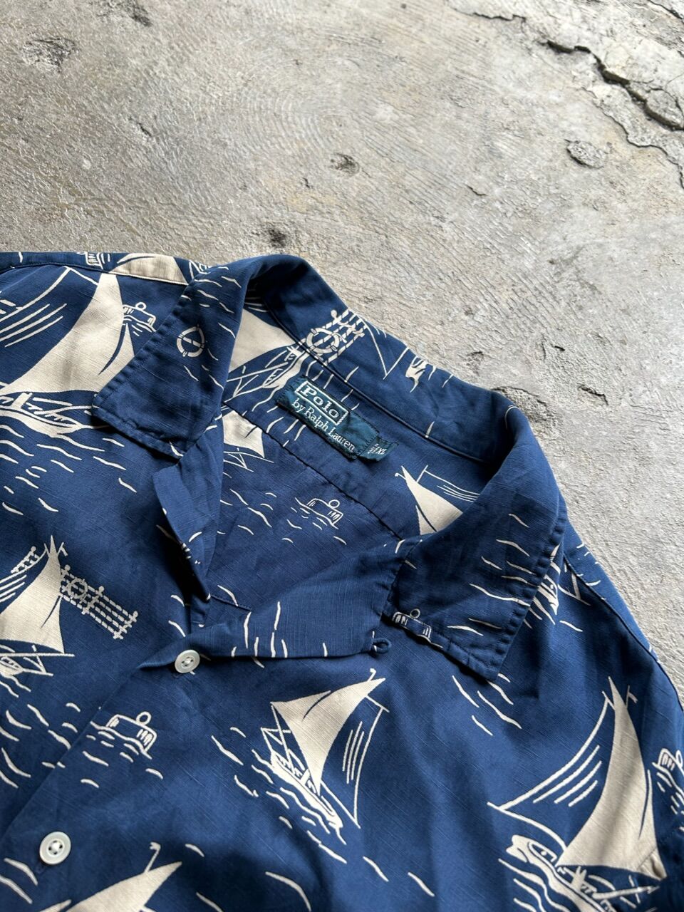 Polo Ralph Lauren 開襟シャツ ヨット柄 レーヨン Polo Ralph Lauren 開襟シャツ ヨット柄 レーヨン 90s Polo
