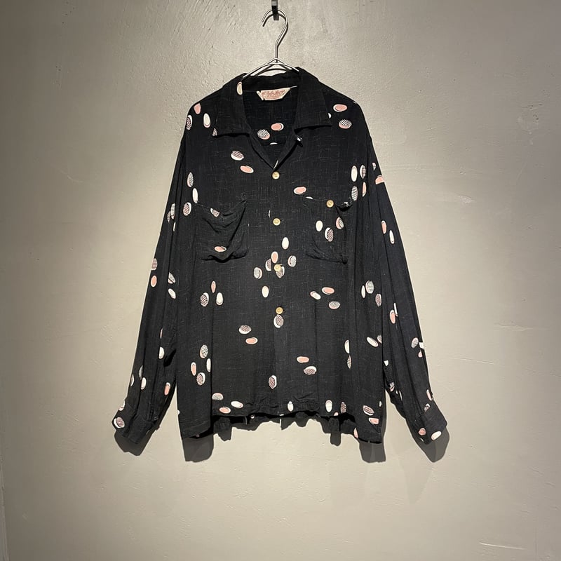 50s atomic pattern pink kasuri black rayon shir 50s atomic pattern pink kasuri black rayon shir
