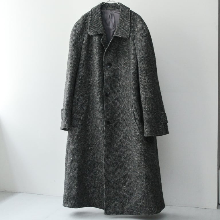~90s Tweed wool balmacaan coat made in france