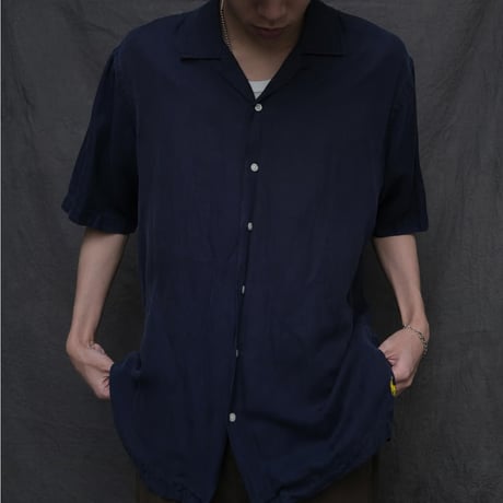90s Ralph lauren linen/silk S/S open collar shirt