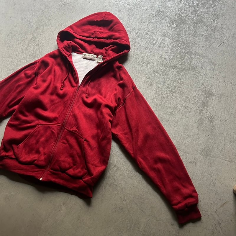 90s double face zip up hoodie “red” | sui & shara