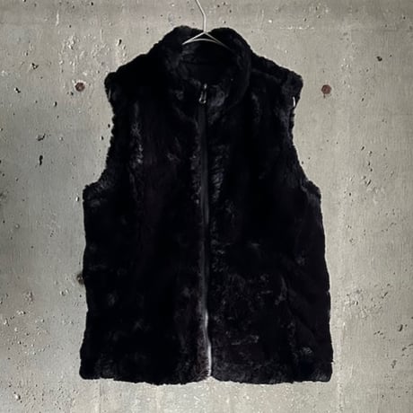 faux fur full zip reversible vest