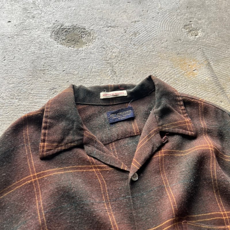 トップス VAN HEUSEN ombre check rayon shirt 60s Van Heusen rayon ombre check shirt | sui &