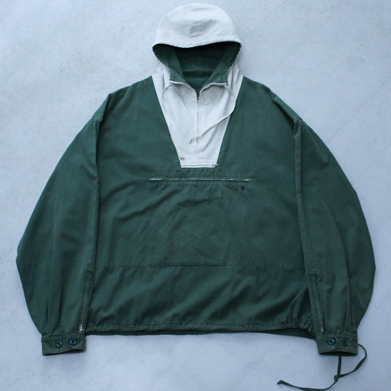 90s 【Vintage J.CREW 2-tone Anorak paker】 90s J.crew two-tone cotton anorak hoodie | sui