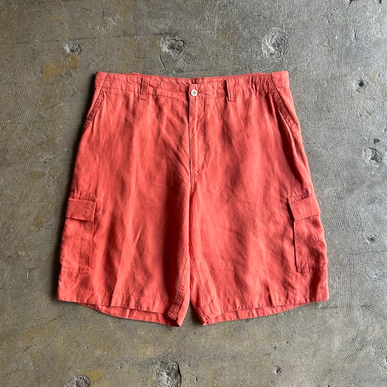00's Caribbean linen cargo shorts "good color!"