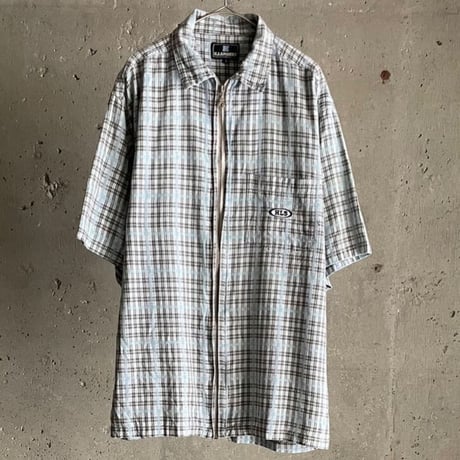 90s〜 full zip checked short sleeve shirts