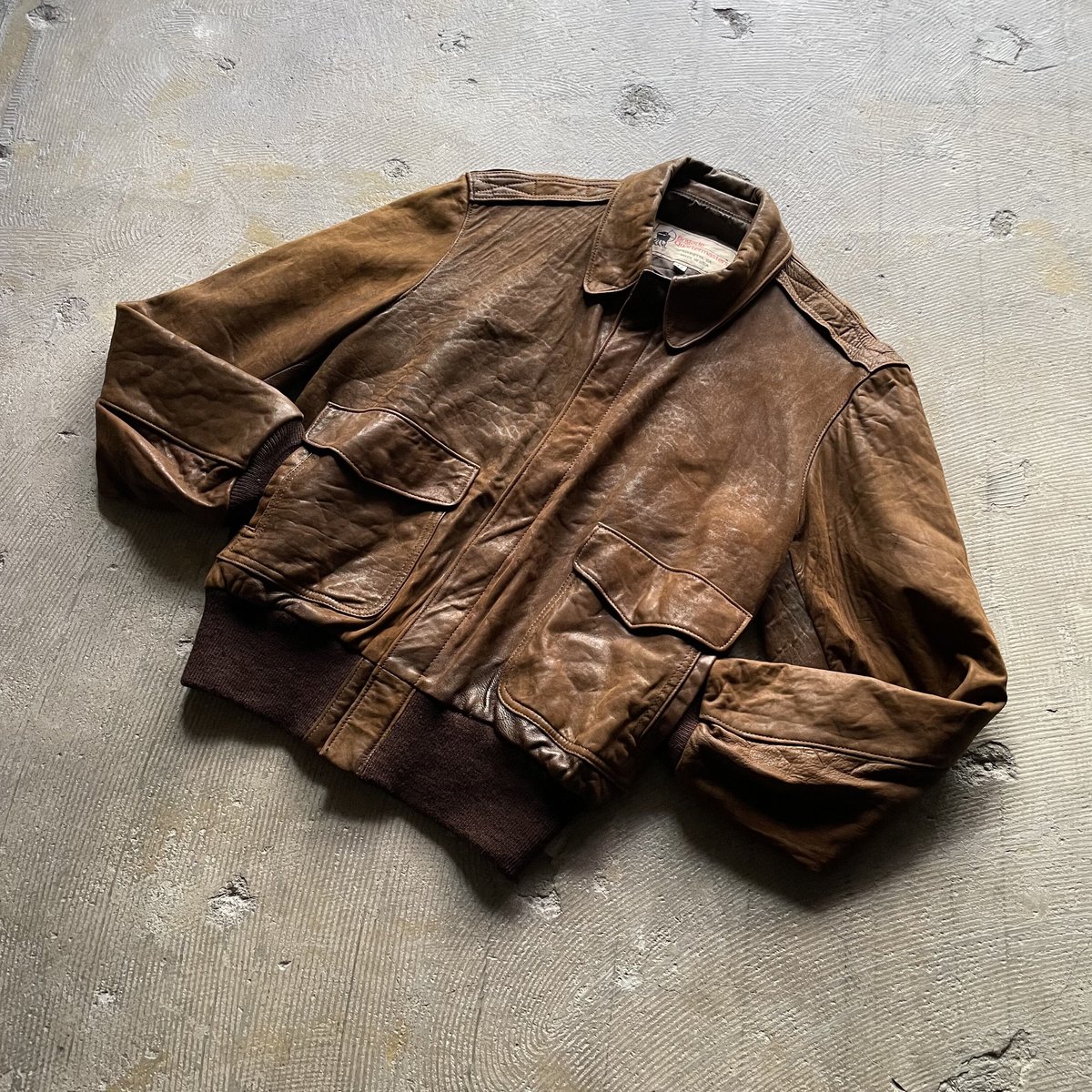 70s~ A-2 type leather jacket made in USA 70s~ A-2 type leather jacket made in USA