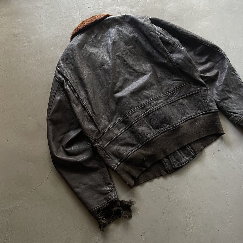 60s U.S.Navy leather flight jacket type G-1 | s