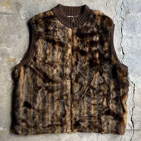 FASHION BUG animal pattern fake fur vest