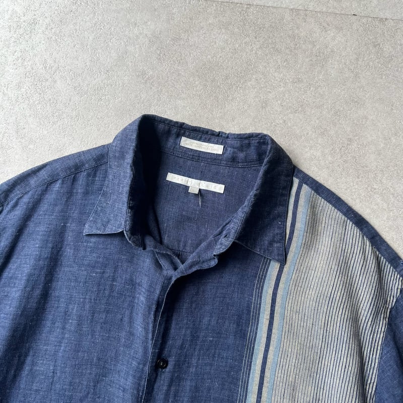 90s ペリーエリス　リネンシャツ　ストライプ PERRY ELLIS - PerryEllis(USA)ビンテージストライプリネン