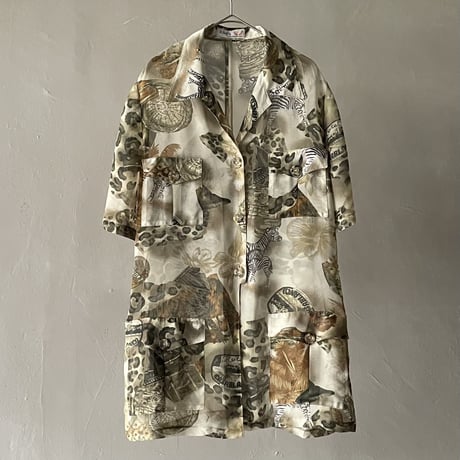 90s~ animal pattern see-through shirt