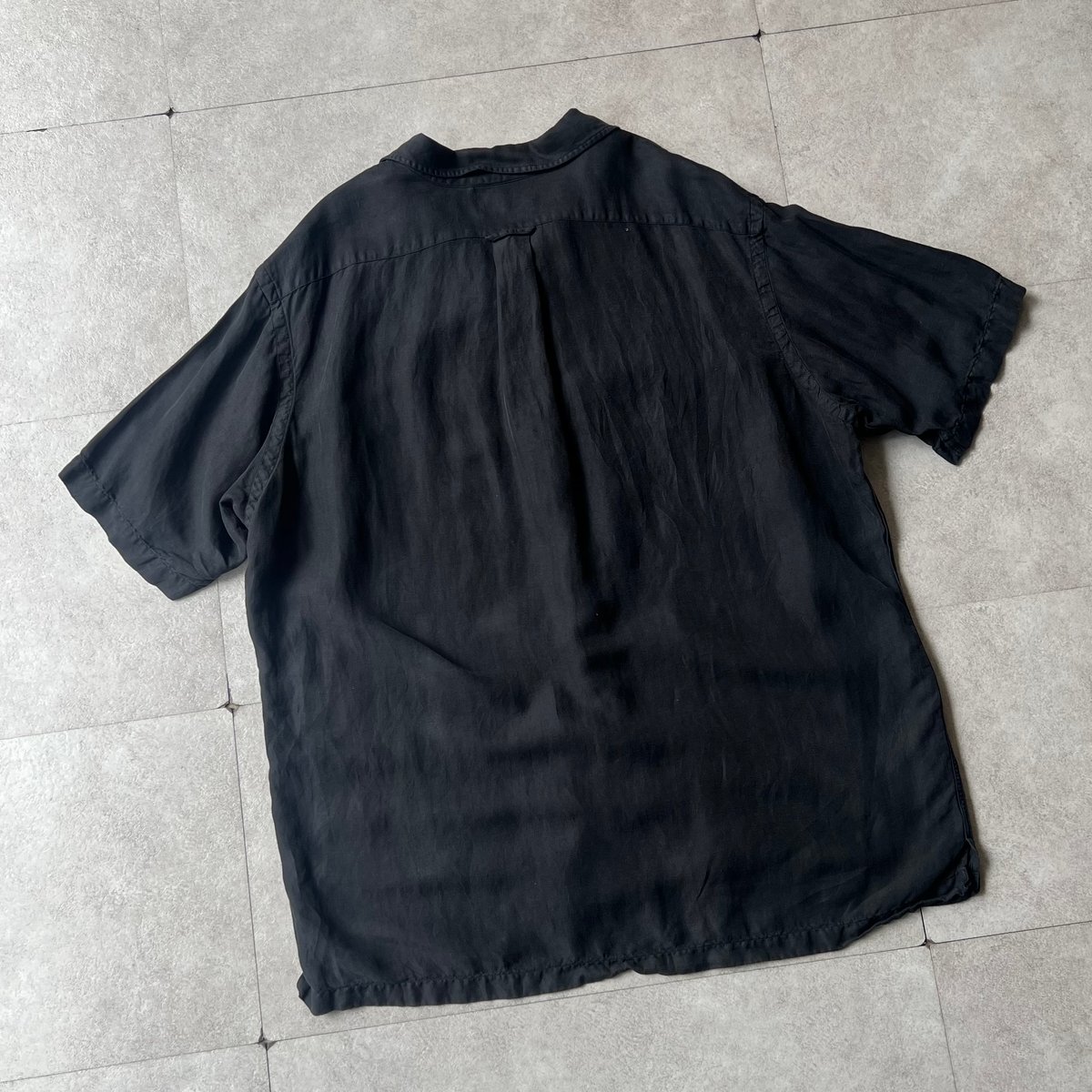 ビンテージ　ラルフローレン　開襟シャツ　完全無地　オールブラック　XL fit=scale-down,w=1200