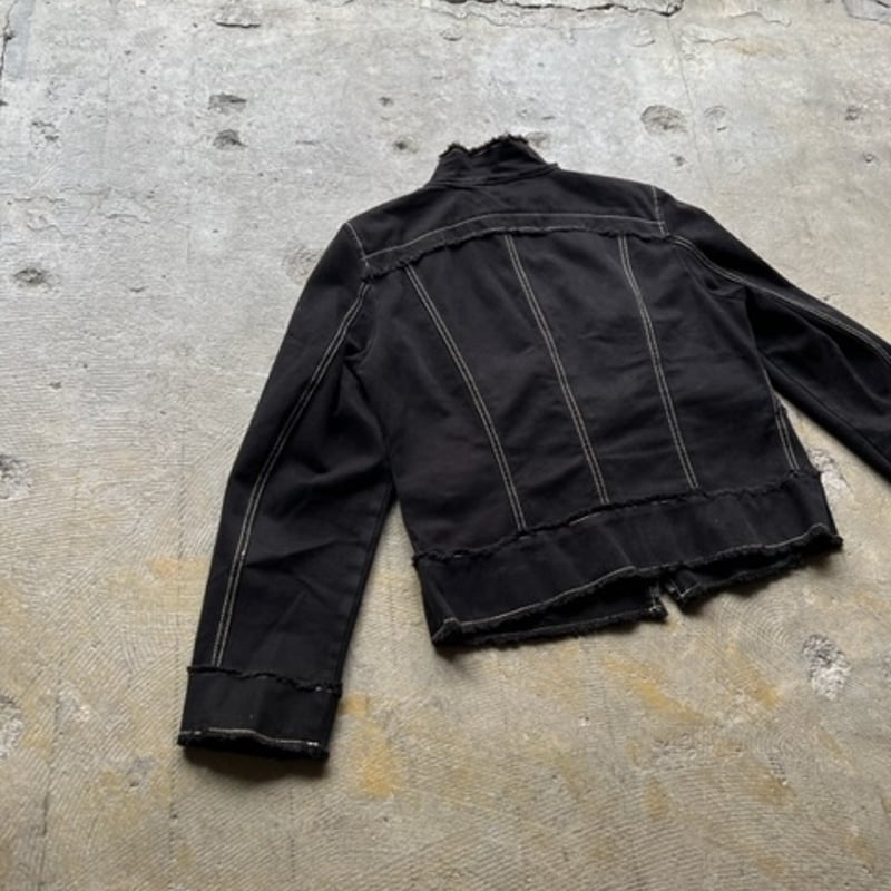 90s high neck stitch design full zip cotton ja