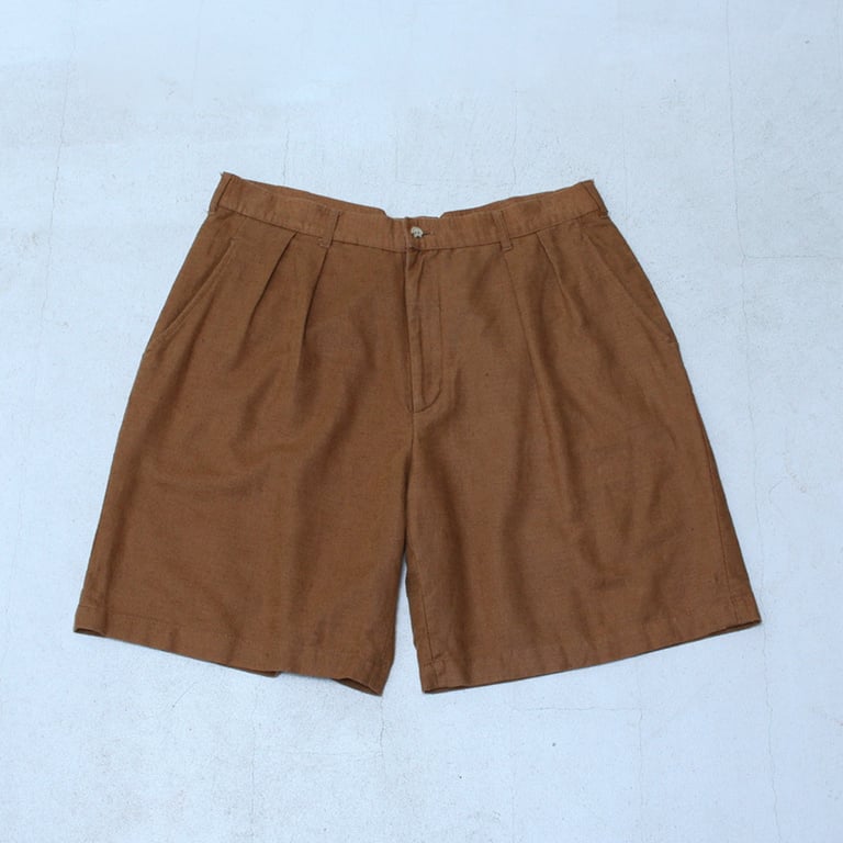 90年代 ショートパンツ（90s Preswick&moore 2tuck linen/cotton shorts）