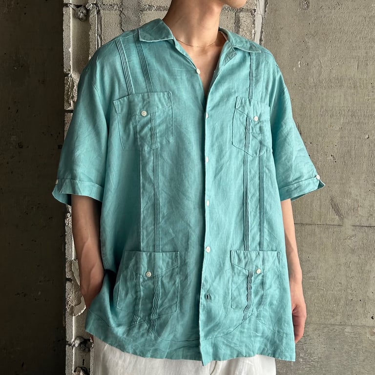 90年代 リネンシャツ（90's~ Caribbean linen cuba shirt）