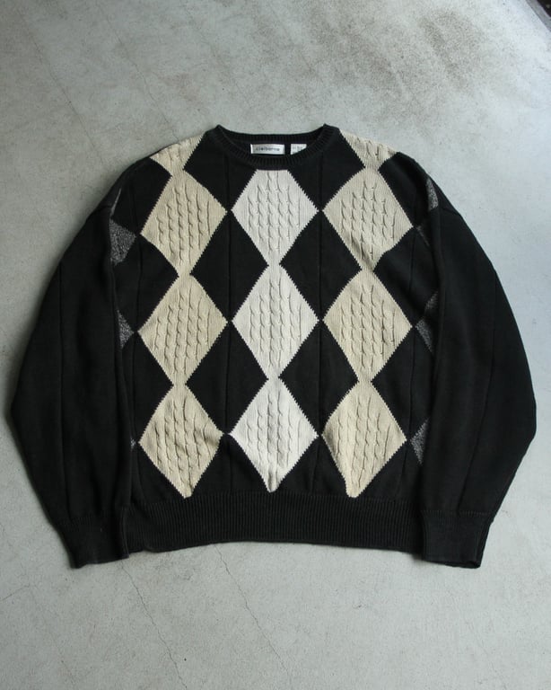 90s~ Claiborne argyle pattern knit sweater｜クレイボーン