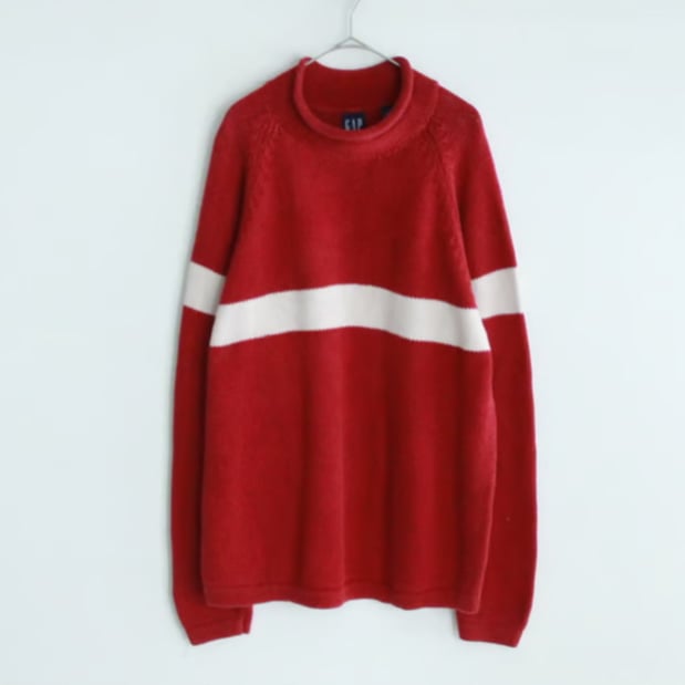 90s Gap cotton line design roll neck knit sweater｜ギャップ