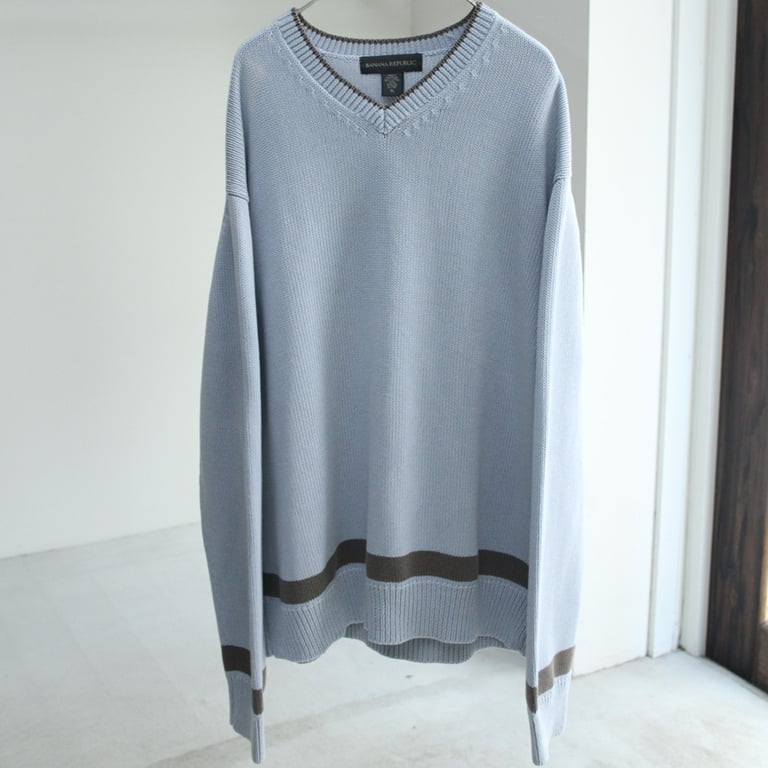 90s~ Banana republic line design cotton knit sweater｜バナナリパブリック