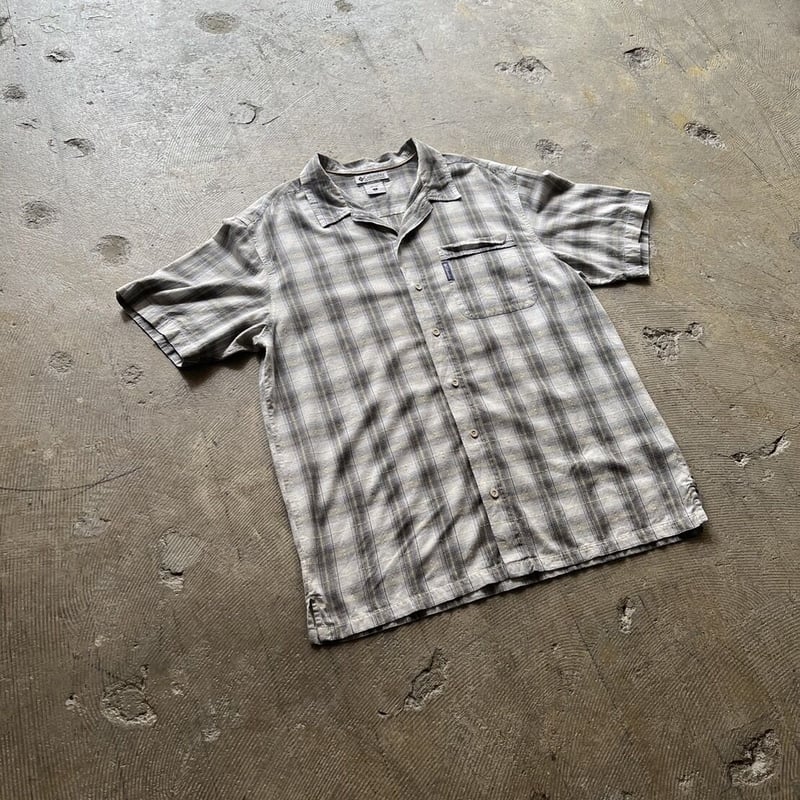 90s~ clombia ombre check open collar shirt | su
