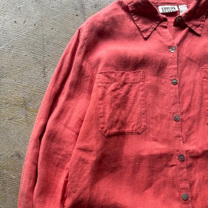 90s CHICO'S design linen shirt “salmon pink” |