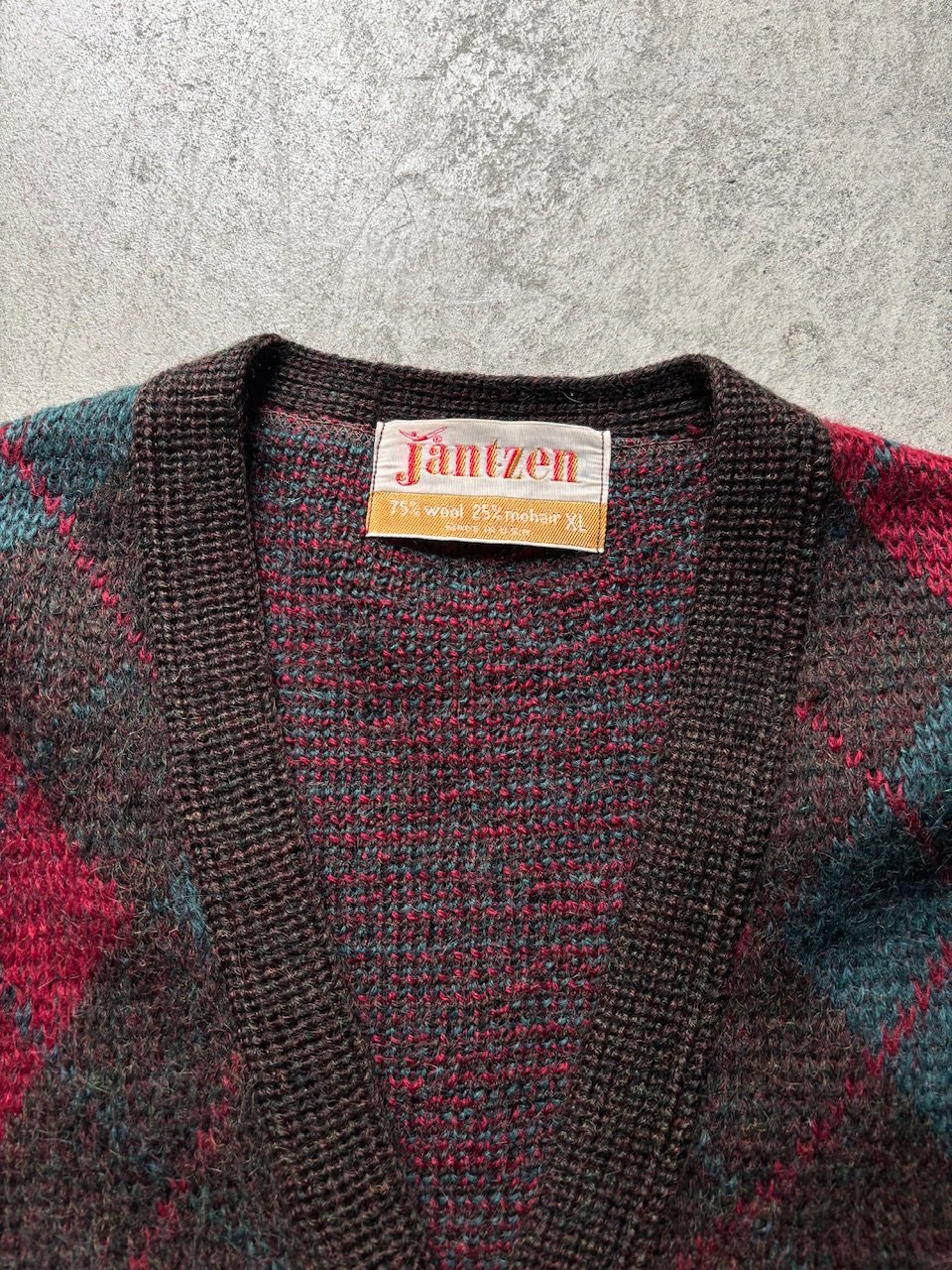 60s Jantzen argyle pattern mohair knit cardigan