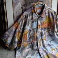 80's~ European art pattern cotton shirt