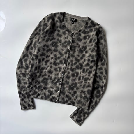 leopard pattern cashmere knit cardigan