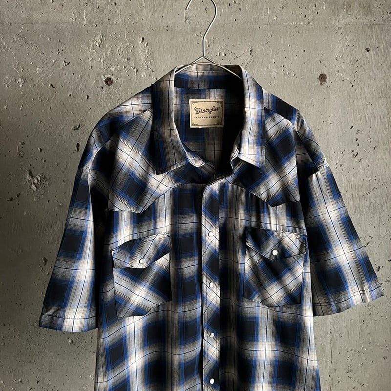 90s Wrangler ombre check print flannel western ...