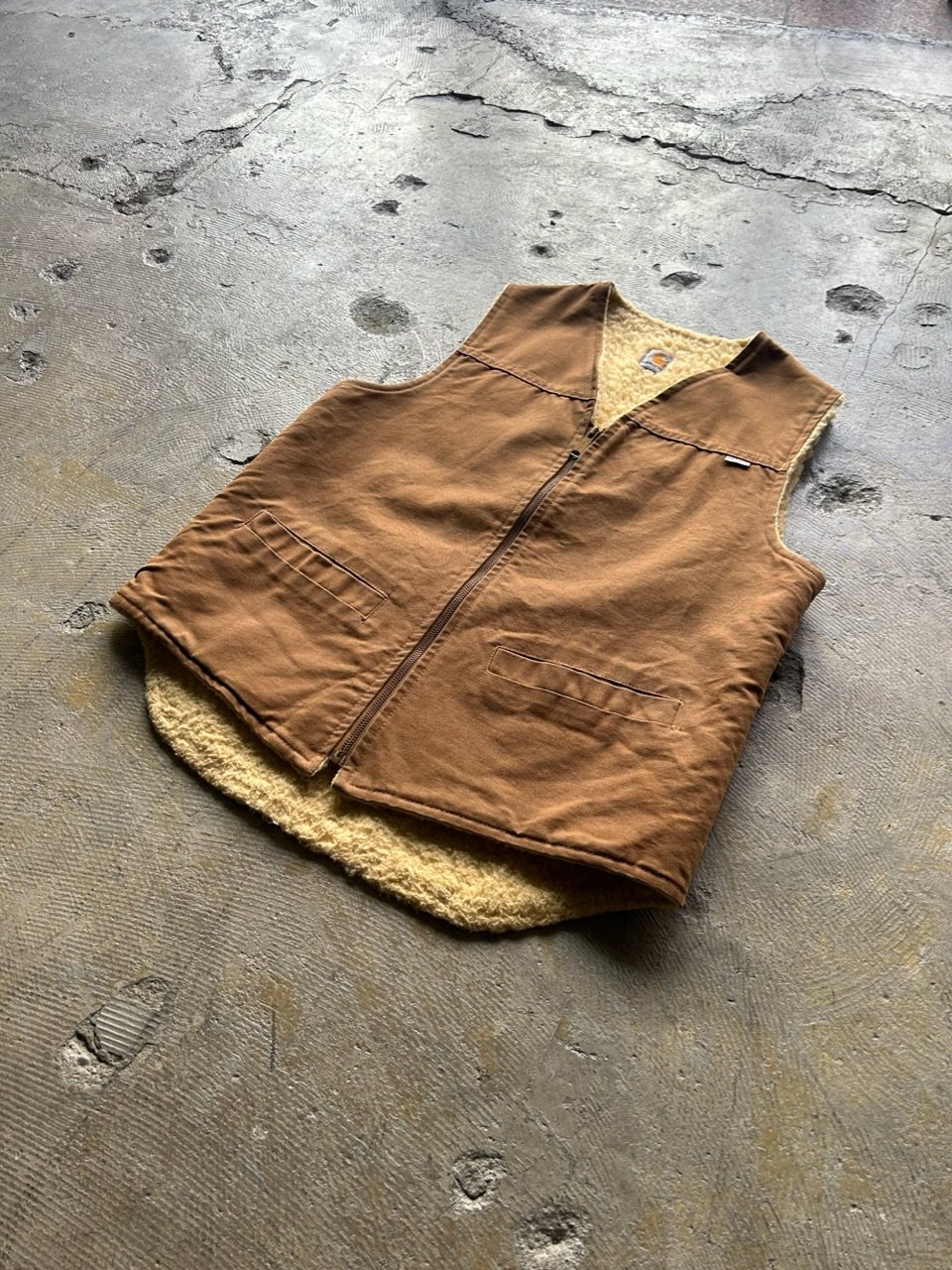 【80s VINTAGE】USA製　CARHARTT DUCK VEST Vintage 80s CARHARTT US Men's XXL 2XL Washed Duck Sherpa