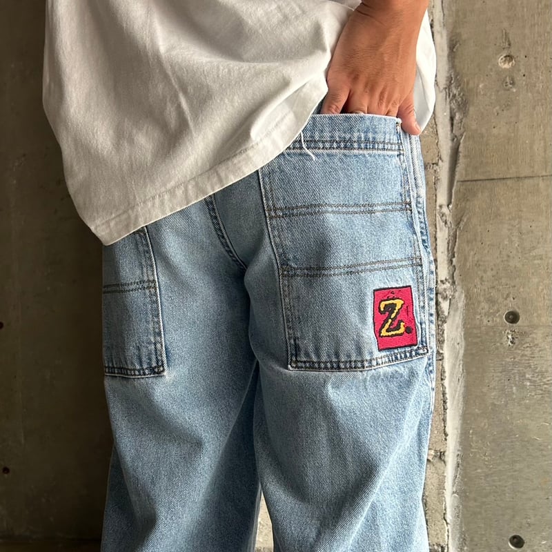 90's ZONZ embroidery design wide denim pants |