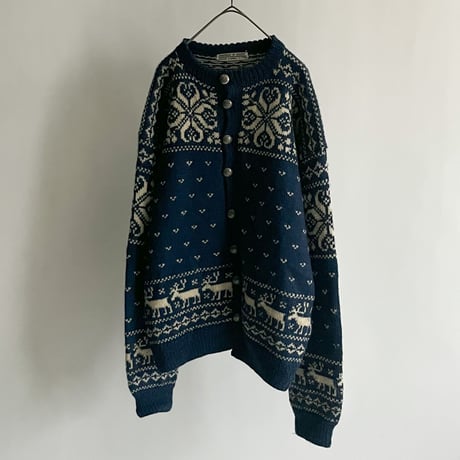 80s~ Wool nordic pattern knit cardigan