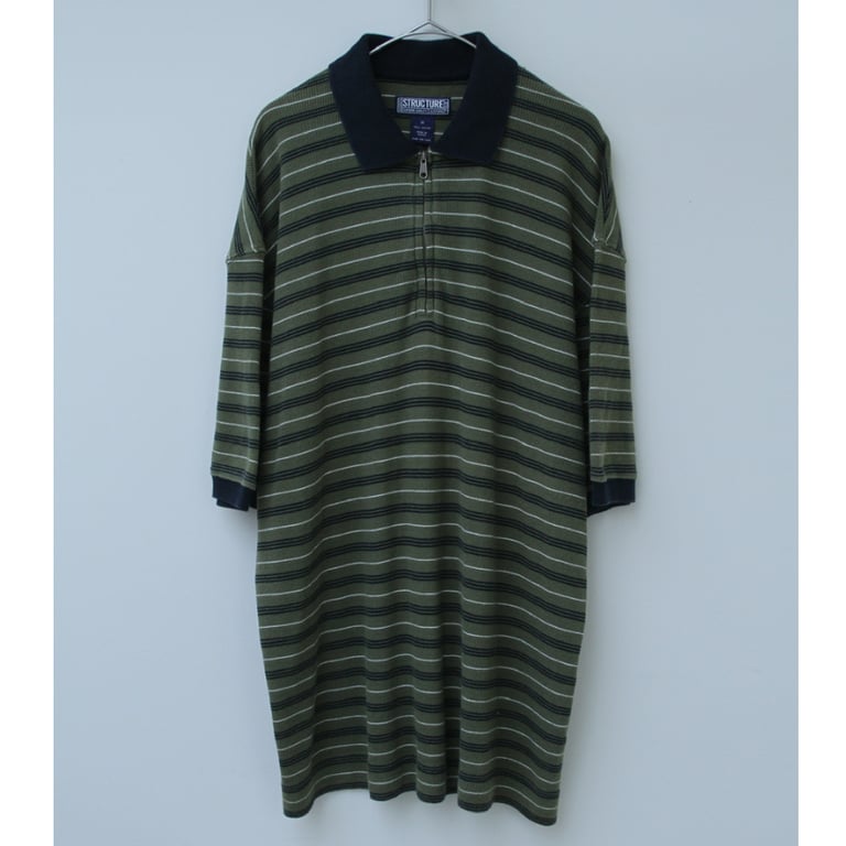 90s~ "STRUCTURE" stripe pattern harf zip pullover｜ストラクチャー