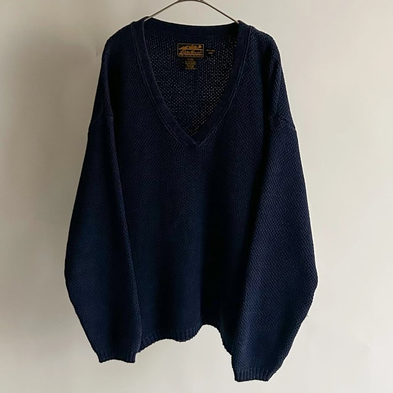 80s Eddie bauer cotton v-neck knit sweater | su