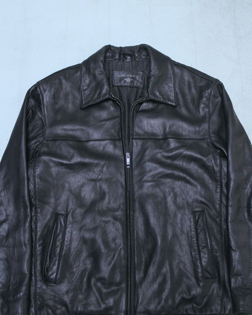 90s Dockers 襟レザー ドリズラージャケット ブルゾン ブラック　XL d148-18-0025_12.jpg