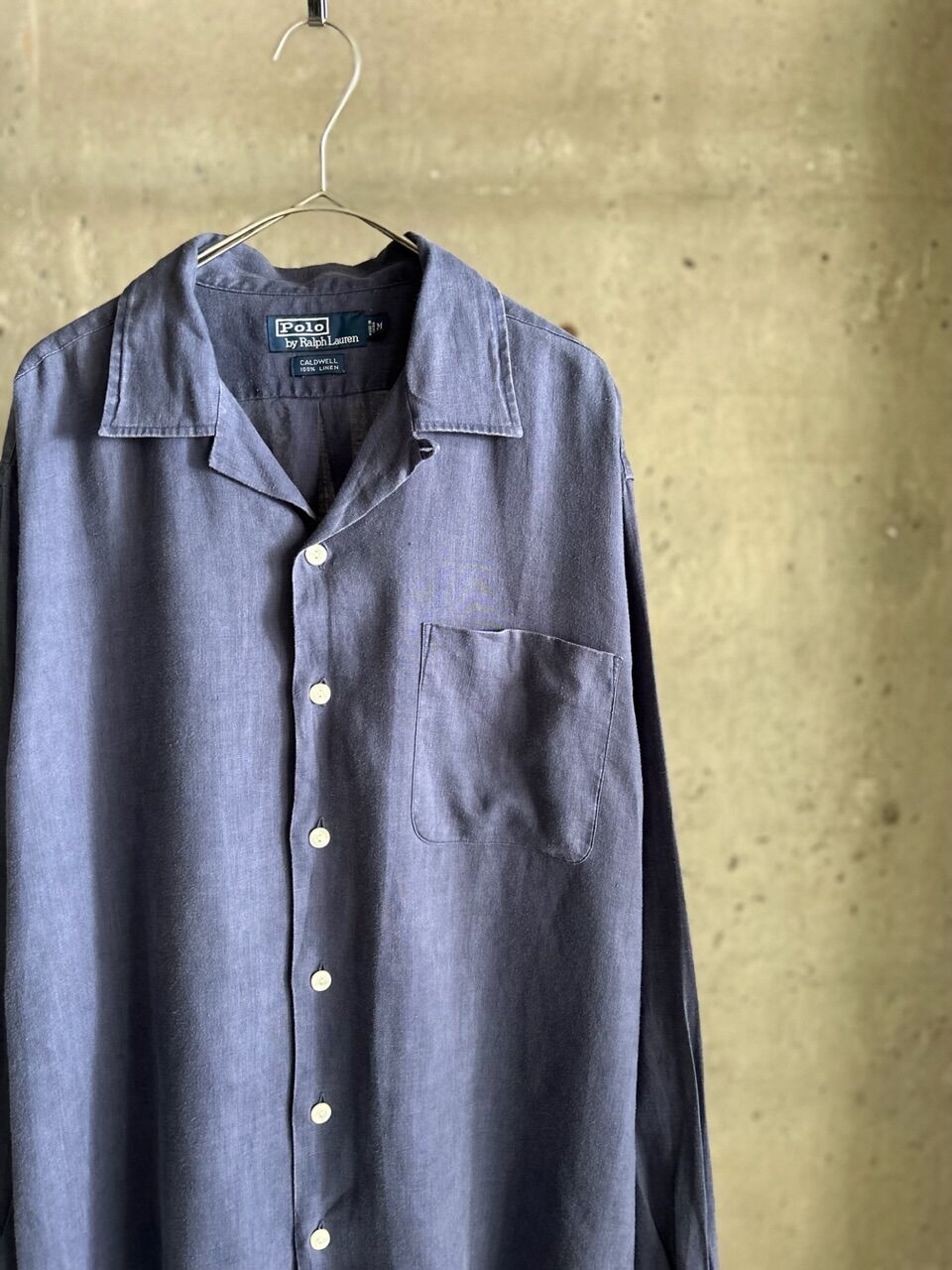 90sラルフローレン CALDWELL オープンカラー ネイビー 開襟シャツ L 90s Ralph Lauren 