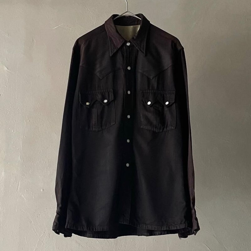 50s Rayon Gabardine ''Black'' western shirt | ...