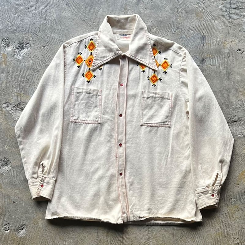 90s vintage embroidery shirt 和　スカシャツ 90s vintage embroidery shirt 和 スカシャツ