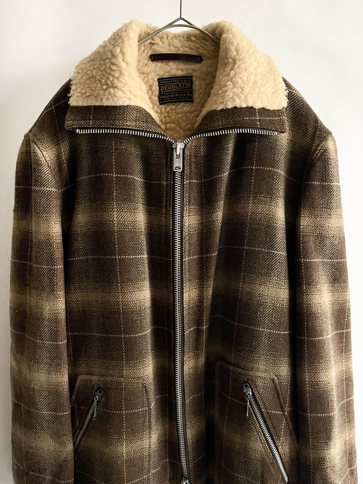 70s PENDLETON ombre check stand collar jacket |
